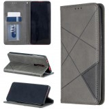 Huawei Mate 30 Lite, Oldalra nyíló tok, stand, geometria minta, Wooze DesignBook, Szürke