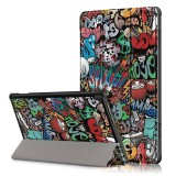 Huawei Mediapad T3 10.0, mappa tok, graffiti minta, Trifold, színes (89463) - Tablet tok