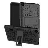 Huawei Mediapad T3 7.0, Műanyag hátlap védőtok, Defender, kitámasztóval és szilikon belsővel, autógumi minta, fekete (RS86789) - Tablet tok