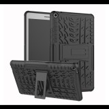 Huawei Mediapad T3 8.0, Műanyag hátlap védőtok, Defender, kitámasztóval és szilikon belsővel, autógumi minta, fekete (RS87728) - Tablet tok