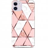 Huawei P20 Lite, Szilikon tok, sokszöges márvány minta, Wooze Geometric Marble, színes/rózsaszín (111226) - Telefontok