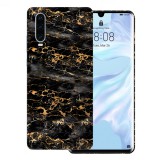 Huawei P30 - Fekete-arany márvány fólia