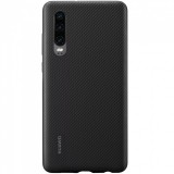 Huawei P30, Műanyag hátlap védőtok, gumírozott, csíkos minta, gyári, fekete (RS85390) - Telefontok