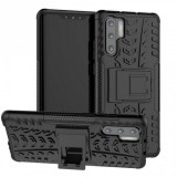 Huawei P30 Pro, Műanyag hátlap védőtok, Defender, kitámasztóval és szilikon belsővel, autógumi minta, fekete (RS84674) - Telefontok