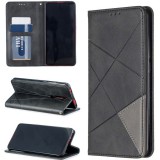 Huawei P40 Lite E, Oldalra nyíló tok, stand, geometria minta, Wooze DesignBook, fekete (90854) - Telefontok