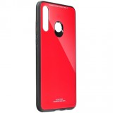 Huawei P40 Lite E, Szilikon védőkeret, üveg hátlap, Glass Case, piros (90069) - Telefontok