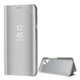 Huawei P40 Lite, Oldalra nyíló tok, hívás mutatóval, Smart View Cover, ezüst (utángyártott) (RS95001) - Telefontok