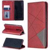 Huawei P40 Lite, Oldalra nyíló tok, stand, geometria minta, Wooze DesignBook, piros (90851) - Telefontok