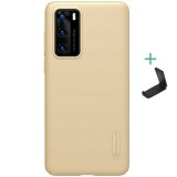 Huawei P40, Műanyag hátlap védőtok, stand, Nillkin Super Frosted, Arany