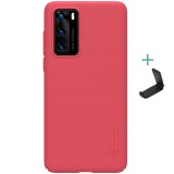 Huawei P40, Műanyag hátlap védőtok, stand, Nillkin Super Frosted, Piros
