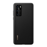 Huawei P40 műanyag telefonvédő (bőr hatású hátlap) fekete