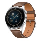 Huawei Watch 3 Classic Edition okosóra rozsdamentes acél tok, barna bőrszíj (55026819) (h55026819) - Okosóra