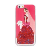 Huawei Y3 II, TPU szilikon tok, csinos lány minta, Liquid Glitter, piros/átlátszó (48176) - Telefontok