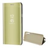 Huawei Y8p, Oldalra nyíló tok, hívás mutatóval, Smart View Cover, arany (utángyártott) (RS98098) - Telefontok