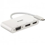 HUB 3Port D-Link DUB-V310 DisplayPort HDMI VGA 4K passiv White (DUB-V310)