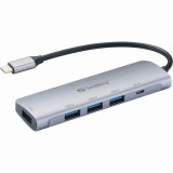 HUB 4Port Sandberg 4xUSB3.0 SuperSpeed passiv Silver (336-20)