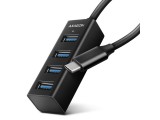 HUB AXAGON HUE-M1C USB3.2 Type-C Hub 4 portos fém fekete