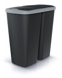 Hulladékgyűjtő Prosperplast COMPACTA Q DUO, 45 l fekete, világosszürke fedéllel