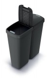 Hulladékgyűjtő Prosperplast COMPACTA Q DUO, 50 l újrahasznosított fekete, fekete fedéllel