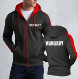Hungary - cipzáras pulóver fekete-piros (S, 3XL méretben rendelhető)