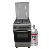 Hunor (FS5401MXZM LPG)  gáztűzhely, inox, PB gázpalackos fémtetővel, 50x60cm
