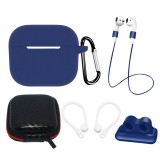 Hurtel AirPods 3 SILICONE Case set/fülhorog/nyakpánt/óraszíj tartó/karabiner | kék tok