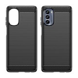 Hurtel carbon tok Motorola Moto G62 5G Rugalmas szilikon carbon tok fekete