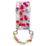 Hurtel Color Chain Case gel flexible elastic case cover with a chain pendant for iPhone 12 multicolour