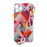 Hurtel Color Chain Case gel flexible elastic case cover with a chain pendant for iPhone XS / iPhone X multicolour