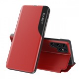 Hurtel Eco Leather View Case case for Samsung Galaxy S23 Ultra with a flip stand red