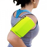 Hurtel Elastic fabric armband XL fitness running armband green