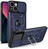 Hurtel Hybrid Armor Camshield case for iPhone 13 armored case with camera cover blue