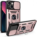 Hurtel Hybrid Armor Camshield case for iPhone 13 armored case with camera cover pink