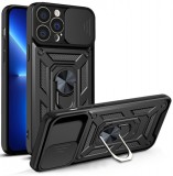 Hurtel Hybrid Armor Camshield case for iPhone 13 Pro armored case with camera cover black