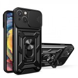 Hurtel Hybrid Armor Camshield case for Motorola Moto G62 5G armored case with camera cover black
