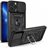 Hurtel Hybrid Armor Camshield tok iPhone 13 Pro Armor tok kameratok fekete