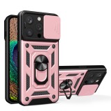 Hurtel iPhone 15 Pro Max hibrid Armor Camshield tok állvánnyal és kameravédővel - rózsaszín
