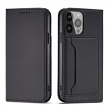 Hurtel Magnet Card Case case for iPhone 14 Plus flip cover wallet stand black
