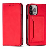 Hurtel Magnet Card Case case for iPhone 14 Plus flip cover wallet stand red