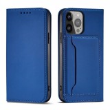 Hurtel Magnet Card Case Case for Samsung Galaxy S22 Ultra Cover Card Wallet Card Holder Blue