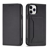 Hurtel Magnet Card Case tok iPhone 12 Pro Max tok kártya tárca kártyatartó fekete