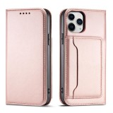 Hurtel Magnet Card Case tok iPhone 12 Pro tok kártyatárca pénztárca kártyatartó rózsaszín