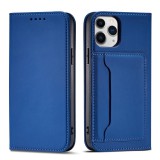 Hurtel Magnet Card Case tok iPhone 12 tok kártya pénztárca kártya állvány kék