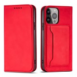 Hurtel Magnet Card Case tok iPhone 13 Pro tok kártyatárca pénztárca kártyatartó piros