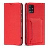 Hurtel Magnet Card Case tok Samsung Galaxy A13 5G tok pénztárca kártyatartó piros
