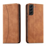 Hurtel Magnet Fancy Case Samsung Galaxy S23+ mágneses flipes tok pénztárcával, állvánnyal, barna