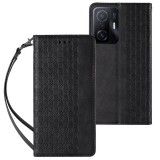 Hurtel Magnet Strap Case Case for Xiaomi Redmi Note 11 Pro Pouch Wallet + Mini Lanyard Pendant Black