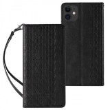 Hurtel Magnet Strap Case for iPhone 13 mini cover wallet + mini lanyard pendant black