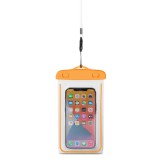 Hurtel PVC vízálló telefontartó tok nyakpánttal - narancssárga színben