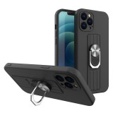 Hurtel Ring Case silicone case with a finger grip and stand for Samsung Galaxy A73 black